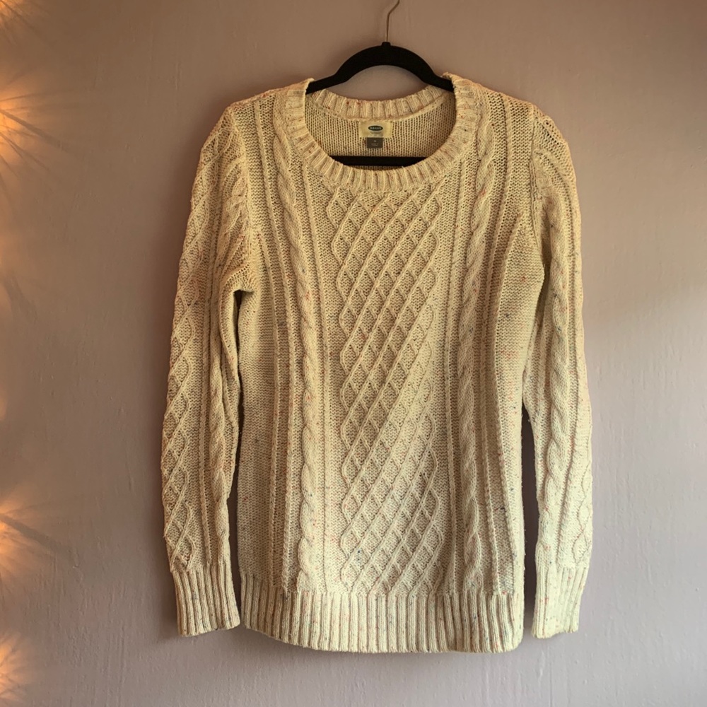 Old Navy white cabled sweater